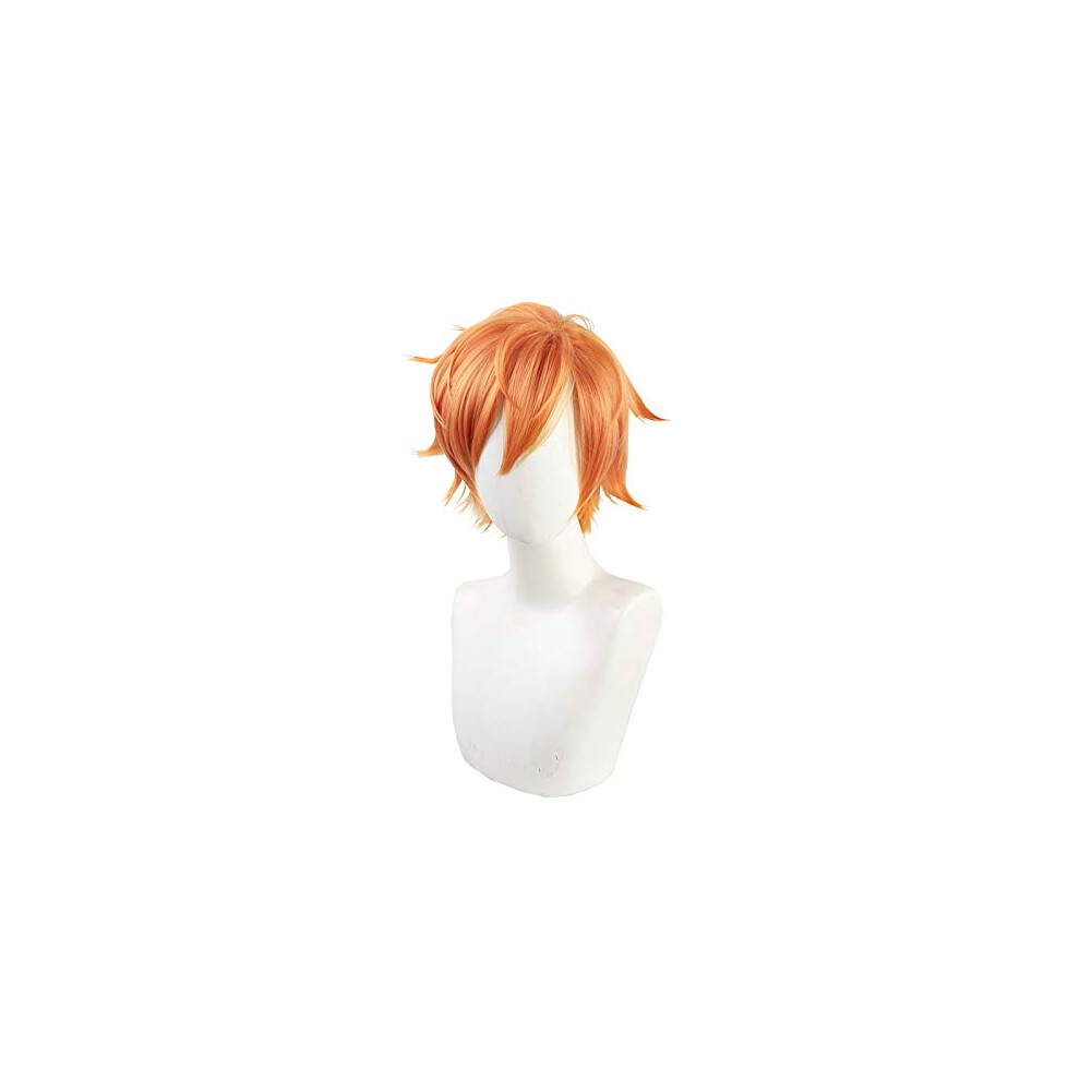 Unisex Orange Anime Cosplay Wig Short Upturned Ombre Synthetic Heat Resistant Wig For Halloween