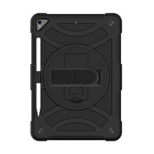 Robuuste beschermhoes voor iPad 10.2 inch, zware, schokbestendige hoes van militaire kwaliteit met ingebouwde standaard en verstelbare handriem.