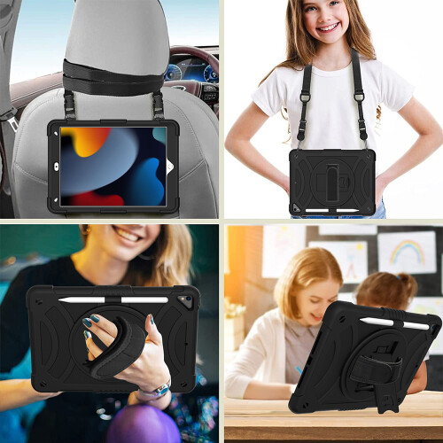 Capa protetora resistente para iPad de 10,2 polegadas, capa reforçada à prova de choque de nível militar com suporte integrado e alça de mão 2