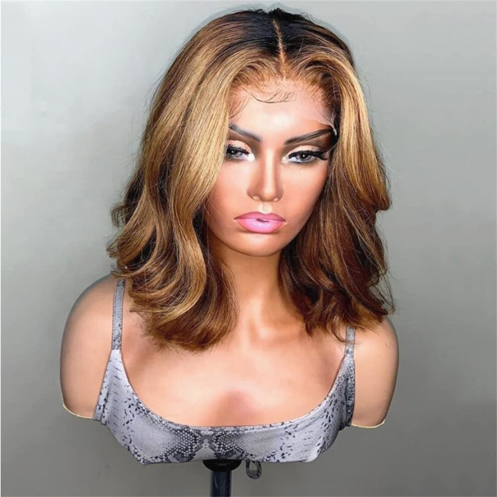 Unisex Body Wave Human Hair Wig 150% Density Ombre Brazilian 4X4 Lace Closure Glueless Pre Plucked