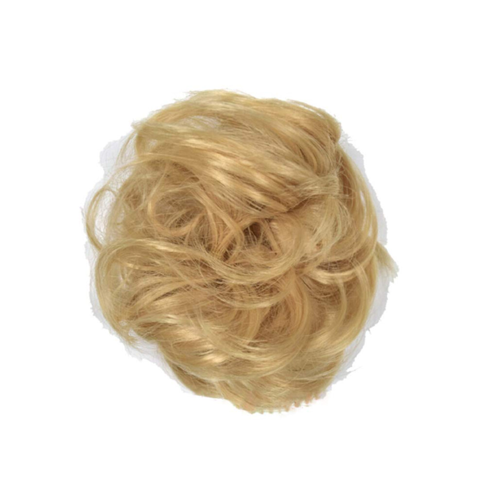 Unisex Hair Bun Extension Curly Chignon Hairpiece Heat Resistant Updo Donut With Rubber Band 1025
