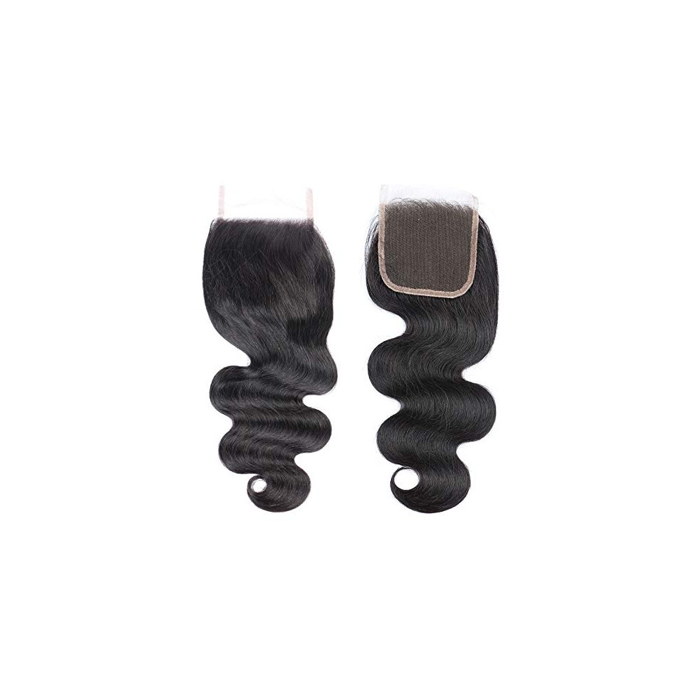Unisex Human Hair Lace Closure 4X4 Body Wave Brazilian Virgin Remy Hair Invisible Hairline 20 Inch
