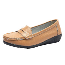Women's Loafers Ballet Flats PU Leather Slip On Comfortable Dress Shoes for Wedding Party Casual Summer Khaki UK 10