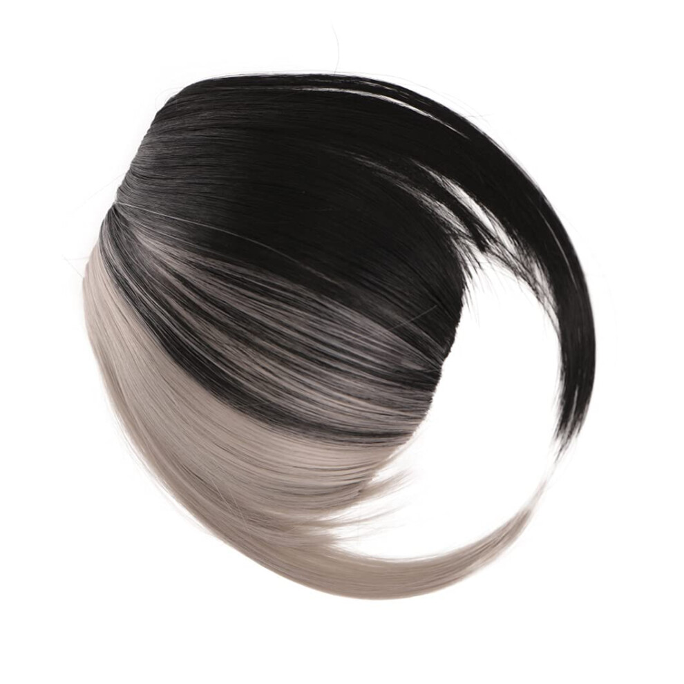 Unisex Clip In Bangs Synthetic Hair Extensions Blunt Fringe Heat Resistant Pure Color Hairpiece 1B0906