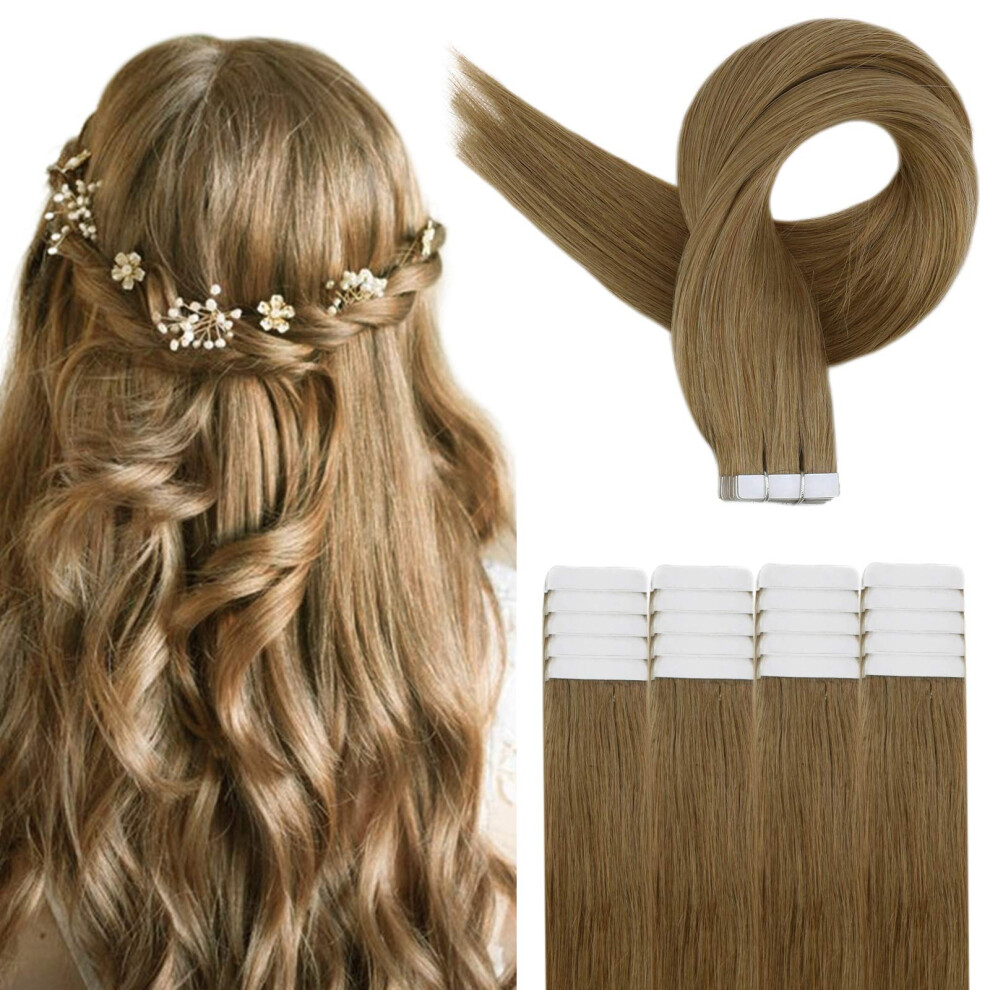 Unisex 20 Inch Blonde Tape In Hair Extensions Remy Human Hair Seamless Natural Blending 50G