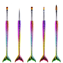 Nail Art Brushes Set with Gradient Ombre Handles, 5pcs Gel Nail Painting and Liner Kit