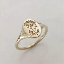 RSAMD Damesring met gegraveerd patroon, legering, bloemmotief, sieraden, festival, verjaardagscadeau - Goud - 9
