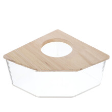 Transparent Sand Bath Household Chinchilla Bathtub Multi-function Hamster Toilet Wooden Acrylic
