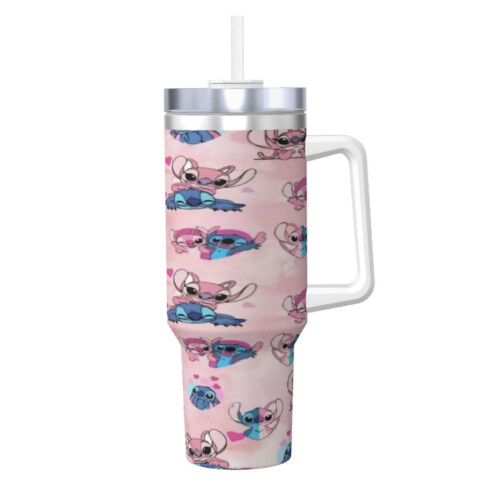 Ποτήρι Stitch40oz με λαβή και καπάκι από άχυρο, μονωμένο ποτήρι, μπουκάλι νερού από 1