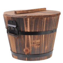 Hangiri Sushi Oke Rice Mixing Tub with Lids and Spoon Japanese Wooden Sushi Oke Rice Bowl Tub Bucket Serving Bowl For Restaurant Kitchen