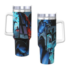 Spider-Man 40-Unzen-Becher mit Henkel und Strohhalm, auslaufsicherer Isolierbecher mit Deckel und Strohhalm aus Edelstahl, passend für