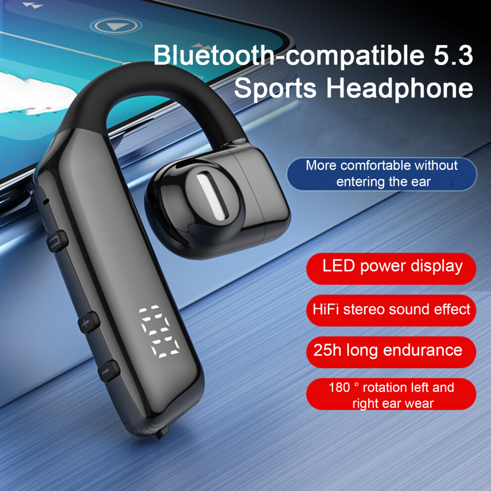 Susuchens 1 Set Wireless Earphone Noise Reduction Hifi Stereo Sound Hanging Type Bluetooth-Compatible 5.3 Sports Headphone Mobile Phones Supply Black 9773935550636