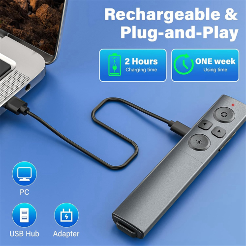 2-In-1 USB Type C Presentation Clicker, Rechargeable Wireless Presenter Remote, Clicker for PowerPoint Presentations 1