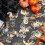 Ύφασμα Halloween 3x1.6Yard Μαύρος Πολυεστέρας με Χρυσό Ασημένιο Κρανίο Κολοκύθας Αράχνης 5