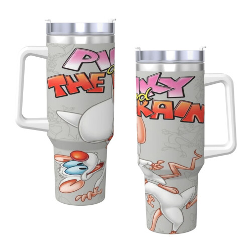 Θερμός Pinky and the Brain με εκτύπωση, μονωμένο ανοξείδωτο ατσάλι, φλιτζάνι ζεστού/κρύου 1
