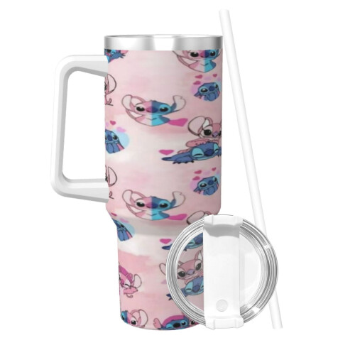 Ποτήρι Stitch40oz με λαβή και καπάκι από άχυρο, μονωμένο ποτήρι, μπουκάλι νερού από 2