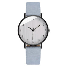 Orologio da polso da donna, elegante orologio da polso con cinturino in pelle, stile semplice, decorazione per orologio da polso, azzurro cielo
