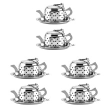 Lot de 6 infuseurs à thé en acier inoxydable en forme de théière, pour thé en vrac