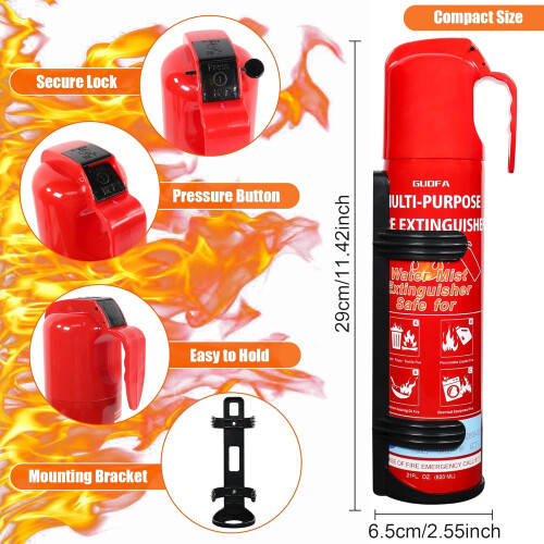 2-Pack Fire Extinguishers for Home, Car, Boat, Office - Water-Based, A/B/C/K Rated, Compact with Mount 2