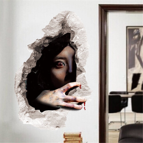Tarmeek Fall Decor Horror3D Τρισδιάστατο αυτοκόλλητο τοίχου για υπνοδωμάτιο, σαλόνι, 2