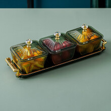 Plateau à fruits secs LOVIVER avec couvercle, plateau de service de luxe à 3 compartiments, idéal pour les mariages et les fêtes, boîte de