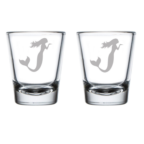 Set med 2 shotglas 1,75 oz shotglas sjöjungfru