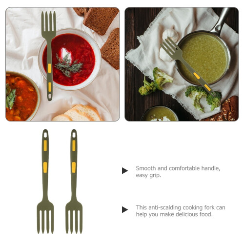 2 τεμάχια Scoop Kitchen Wares Πράσινα πιρούνια Σιλικόνης Εύκαμπτο πιρούνι Πρακτικό 2