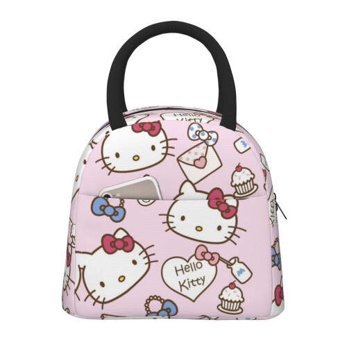 Hello Kitty τσάντα φαγητού φορητή μονωμένη τσάντα φαγητού ψυγείου με μπροστινή τσέπη