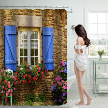 Rideau de douche Winysin 178 x 178 cm avec 12 crochets en plastique, imperméable, résistant, lavable en machine et séchage rapide.