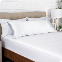 Bare Home satijnen kussensloop voor lichaamskussen - Luxe kussensloop - Zacht en glad - Ademend - Ritssluiting, wit