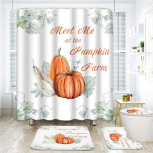 Ensemble de salle de bain 4 pièces Feuilles d'automne, compatible avec le rideau de douche et le tapis Flying Maple Orange, décoration automnale