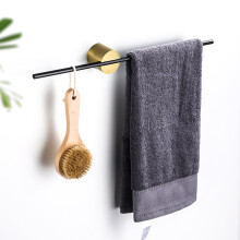 Porte-serviettes mural de luxe en métal brossé doré, 3 barres, style nordique, compatible avec siège noir et barre dorée