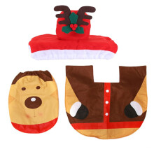 Ensemble de housse de siège de toilette de Noël, motif Père Noël et bonhomme de neige, avec tapis et couvre-réservoir, compatible avec les