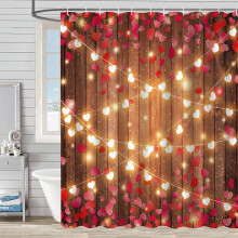 Rideau de douche pour la Saint-Valentin, motif cœurs rouges, compatible avec les crochets standards, décoration festive pour les couples