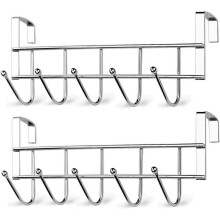 Crochet de porte - Porte-manteaux en acier inoxydable (lot de 2) - Cintre mural robuste pour peignoirs et vêtements - Compatible avec les portes de