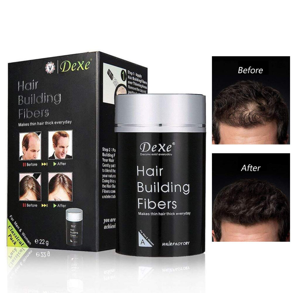 Black Hair Building Fibers For Thinning Hair Instant Hair Thickening Powder 22G Natural Color Match