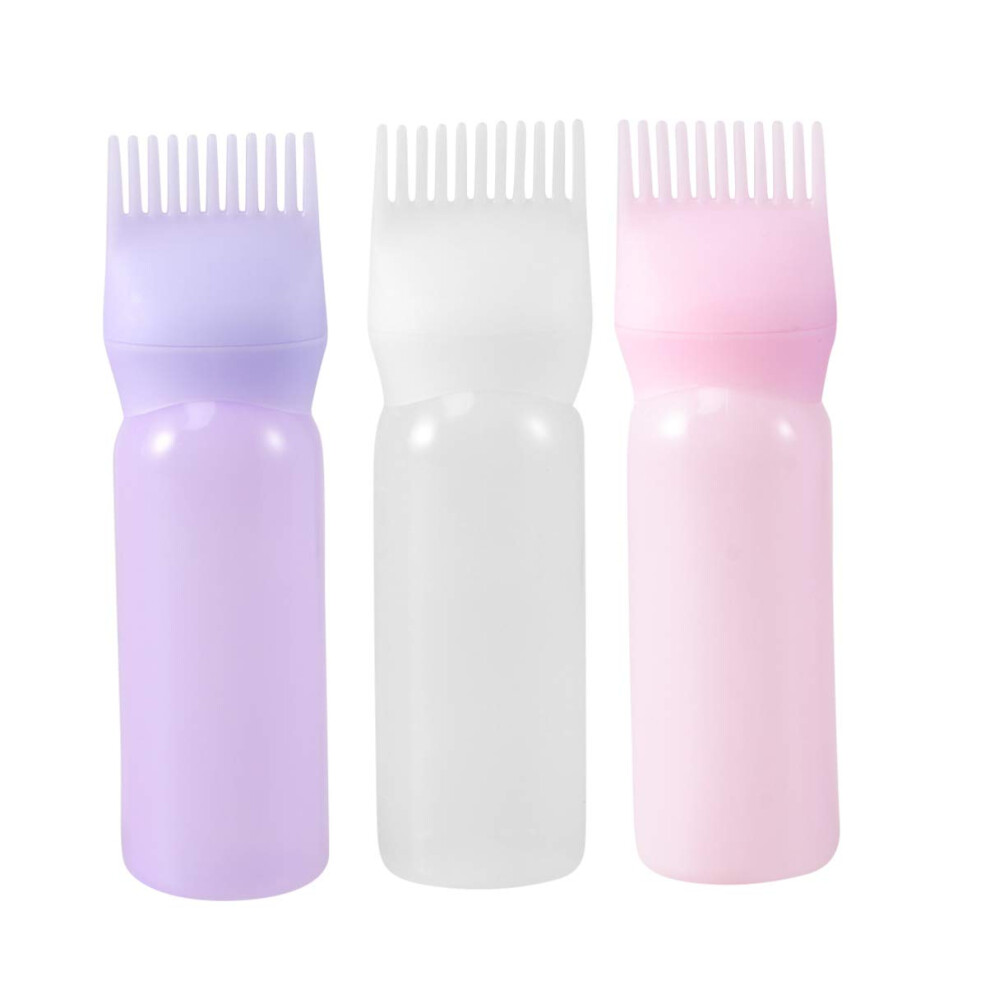 Pink,Purple Hair Dye Applicator Bottle Set With Root Comb For Precise Coverage, 120Ml Salon Use, White Purple Pink