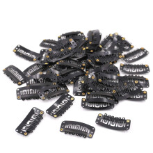 50PCS UShape Hair Extension Clips with Rubber Grip, Black Metal Wig Clips 3.3cm