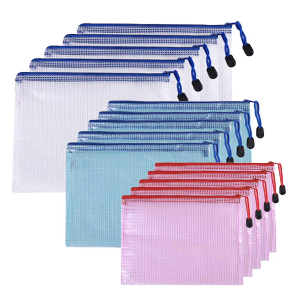Mesh Zipper Pouch Bags, Portable Organization For Document Storage, Unique Mesh Design Ensures Easy Identification Of Contents, Semi-Transparent, Wate 9176269813338