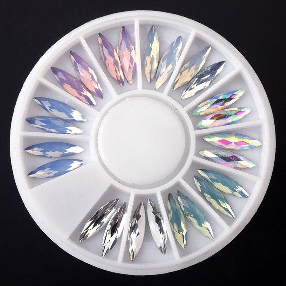 Nail Art Decorations with 3D Rhinestones Glitter Charms DIY Manicure Set in MultiCompartment Wheel