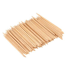 100PCS 4.5 Inch Orange Wood Cuticle Stick Double Ended Pusher for Manicure Pedicure Cleaning