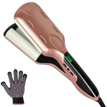 Triple Barrel Hair Waver 1 Inch Ceramic Curling Iron for Long Beach Waves with LCD Heat Control