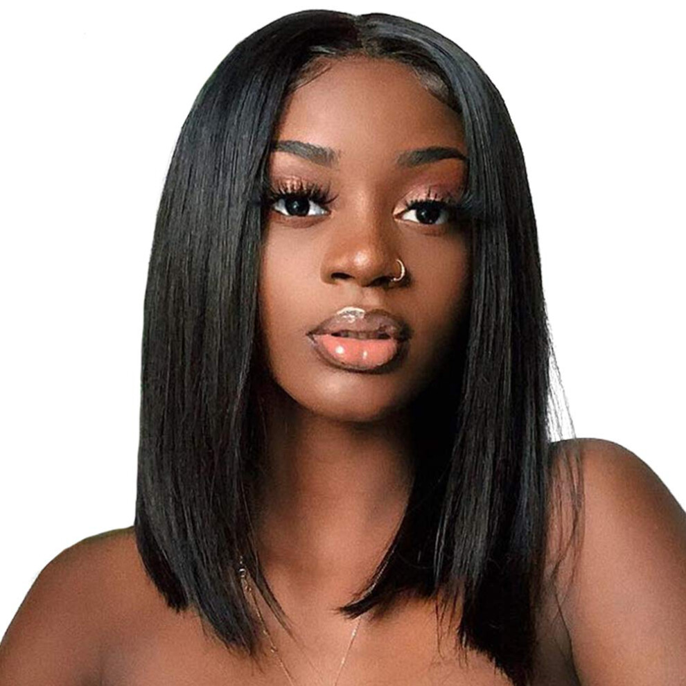 Bob Lace Front Wig Human Hair, Short Burgundy Ombre Straight 13x4 Preplucked Natural Hairline