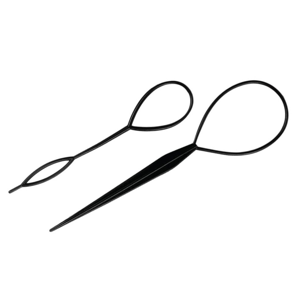 Unisex Black Hair Tool Set, Quick Ponytail Maker And Braiding Loop For Multiple Hairstyles, 2Pcs