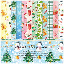 Christmas Scrapbook Paper Pad 6x6 Inch Cardstock, 48 Sheets Snowflake Tree Gingerbread Prints for Holiday Crafts