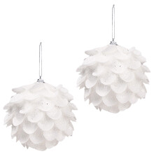 2er-Pack Weihnachtsschmuck-Set, Glitzer-Schaumstoffkugeln 10 cm, weißer Weihnachtsbaumschmuck
