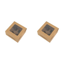 2 Stück 2/4/6 Stück Papier-Cupcake-Verpackungsboxen Kraftpapier Mafen Cupcake-Box Eierkuchenbox E