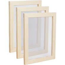 3PCS Wood Paper Making Frame 9.8X7.5 Screen Tools Blanched Almond Wooden Paper Making Ancient Rectangle Paper Making Moulds Frame for DIY Paper Craft