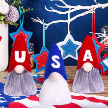 4th of July Gnomes Djunllk Handmade Patriotic Flag Print Red White Blue Decor, compatible with Christmas Tree, Wall, Table, Gift for Veterans