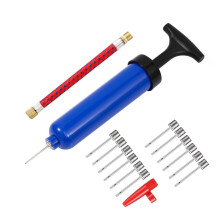 1 Set 8" Portable Hand Air Pump with Needle Nozzle & Hose, compatible with Soccer, Volleyball, Basketball, Football, Water Balloons (Happon)